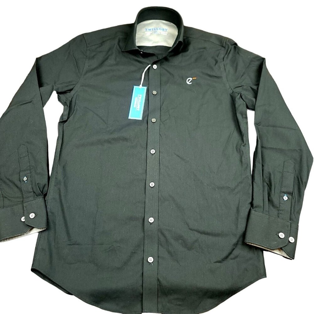 Twillory Mens 15 Neck 32/33‎ Shirt Black Tailored Fit Performance Stretch Casual